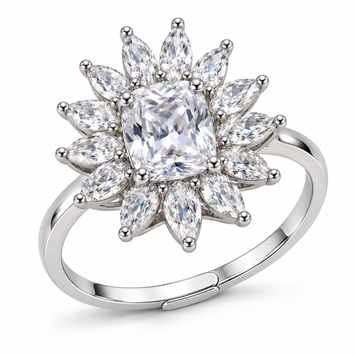 Verstelbare ring met hart van 925 zilver