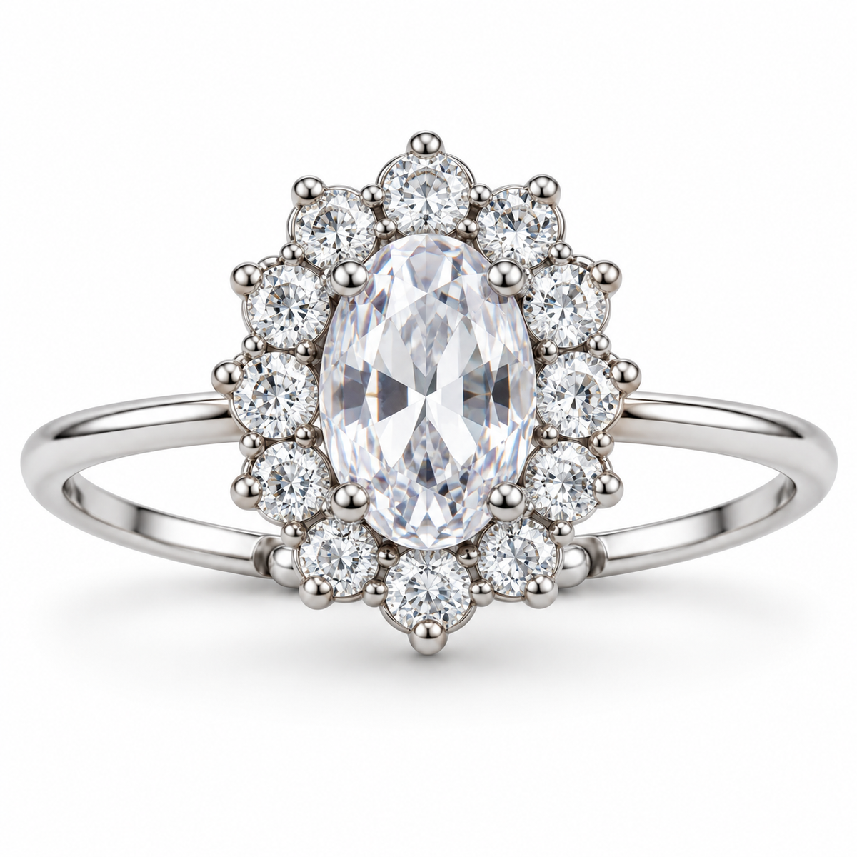 Verstelbare ring Royal Ovaal 14mm in 925 zilver