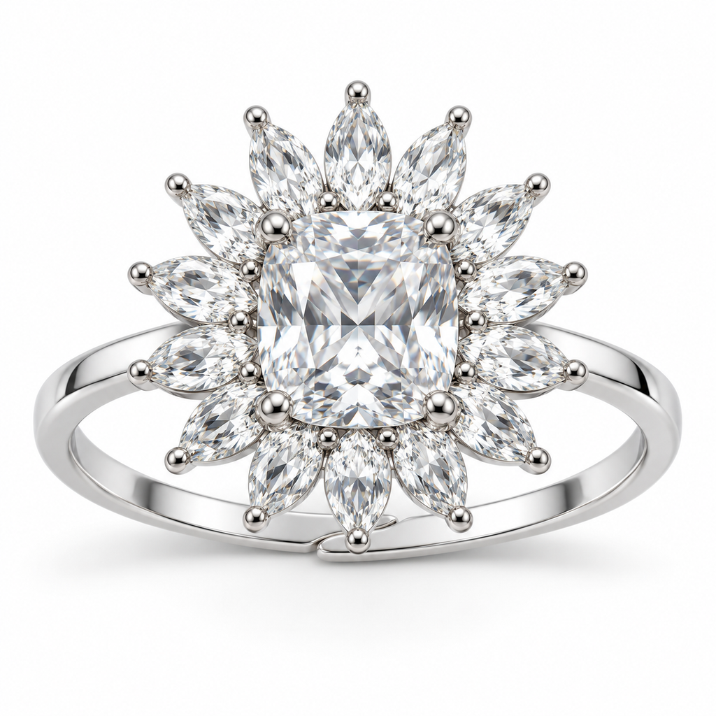 Verstelbare ring met hart van 925 zilver
