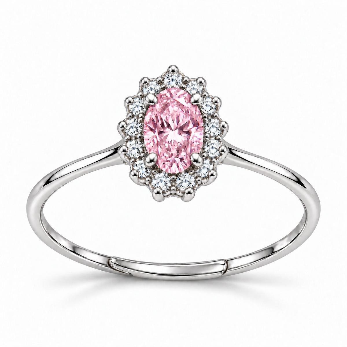 Verstelbare ring Royal Ovaal 9mm in 925 zilver