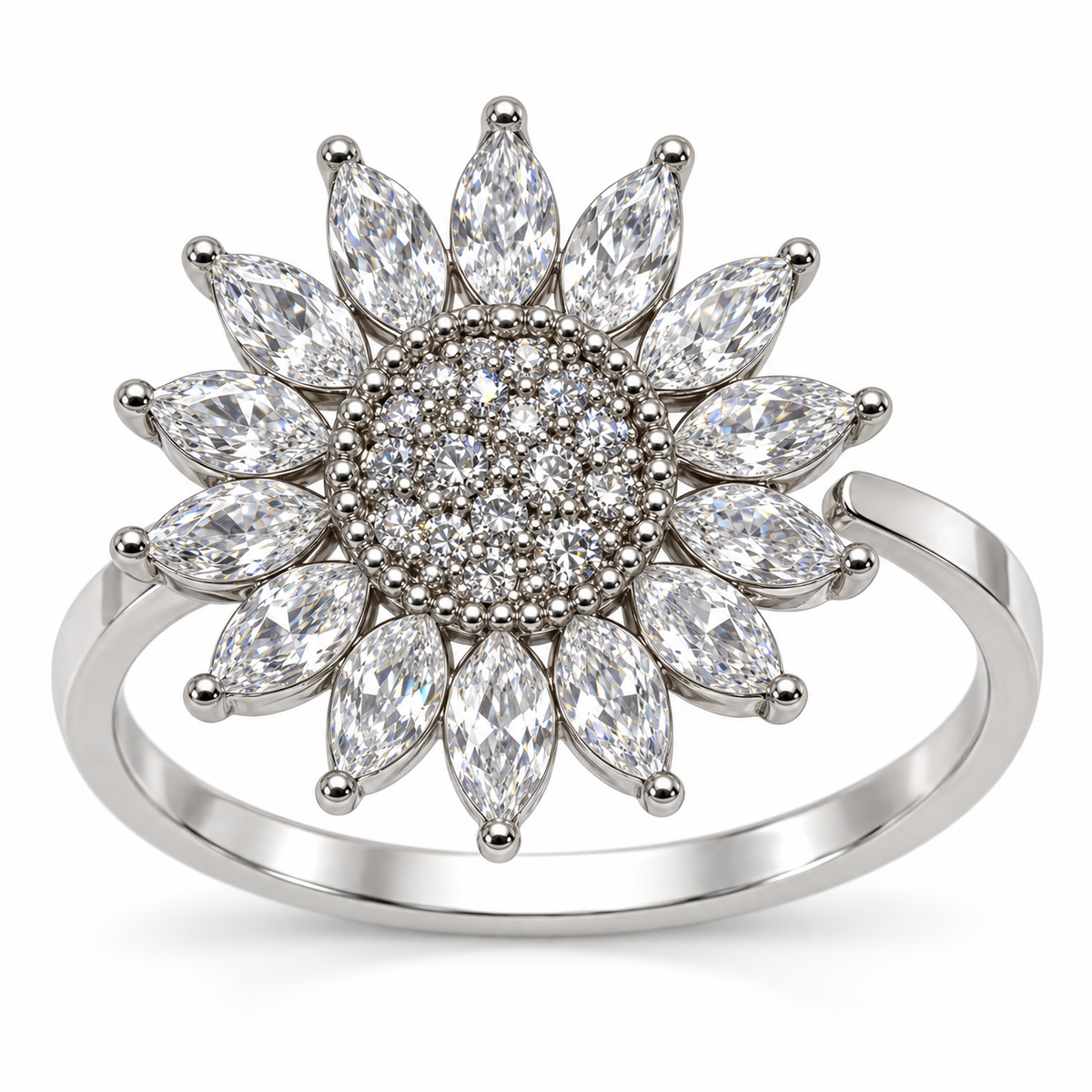 Verstelbare ring met hart van 925 zilver