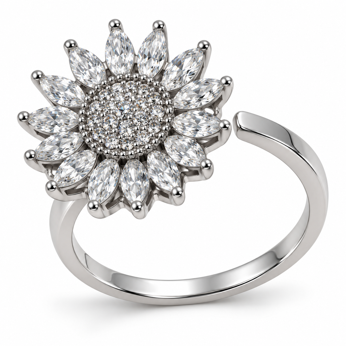 Verstelbare ring met hart van 925 zilver
