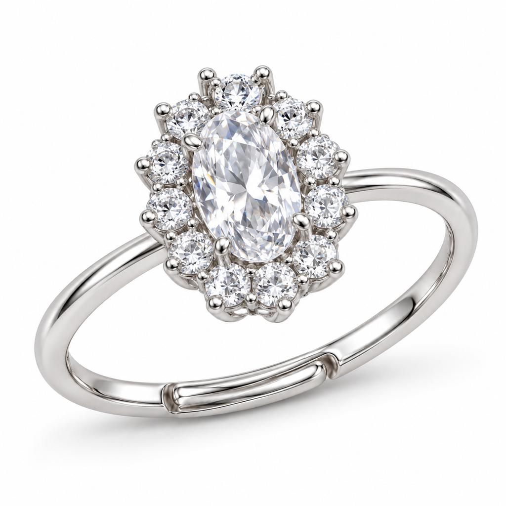 Regulowany pierścionek Royal Oval 14 mm ze srebra 925