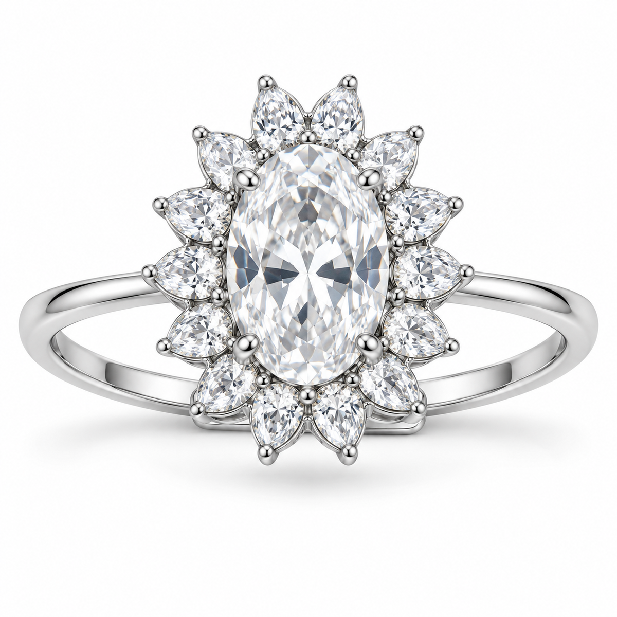Verstelbare ring Royal Ovaal 12mm in 925 zilver