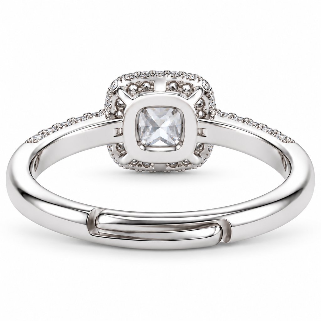 Verstelbare ring Royal Vierkant 8mm in 925 zilver