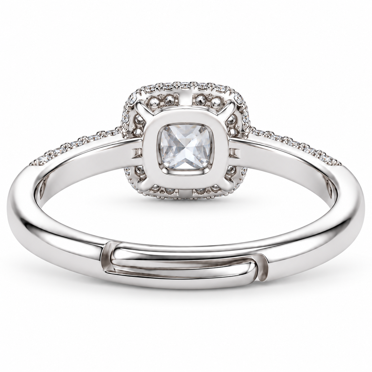 Verstelbare ring Royal Vierkant 8mm in 925 zilver