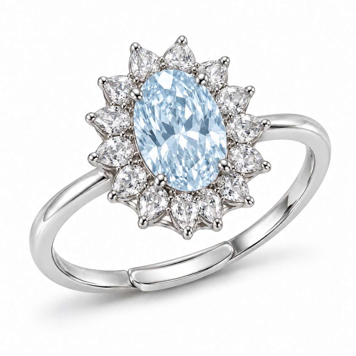 Verstelbare ring Royal Ovaal 12mm in 925 zilver