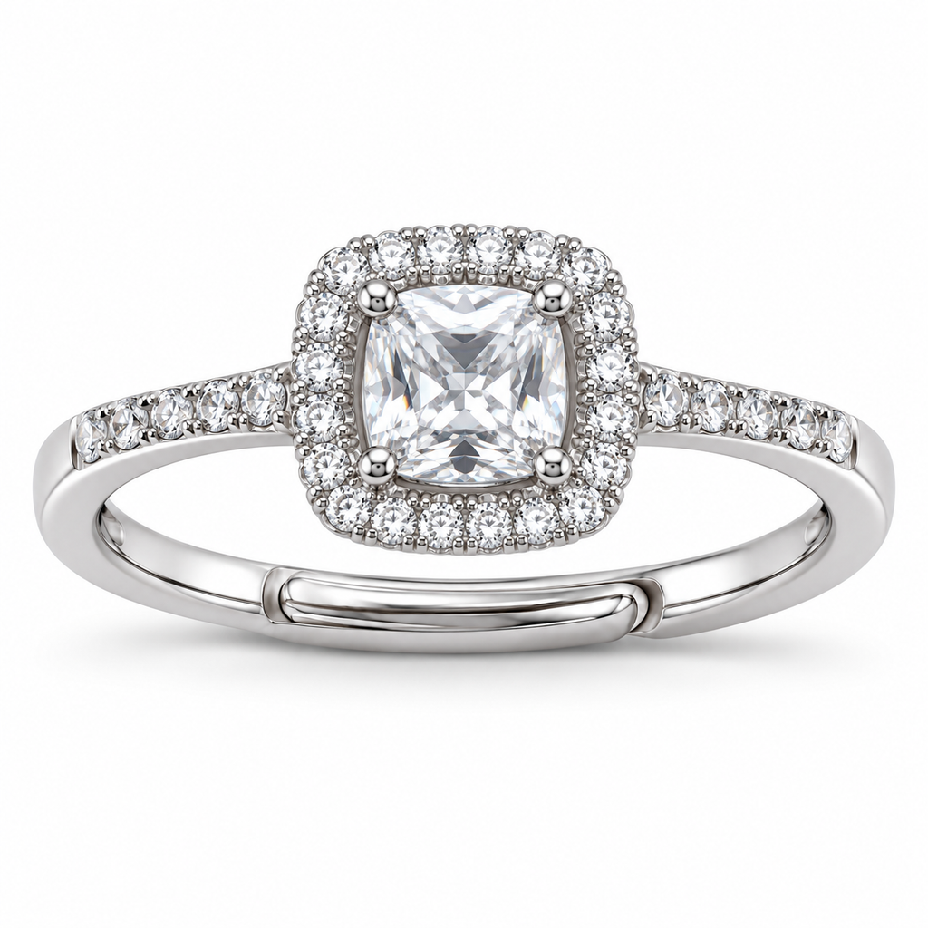 Verstelbare ring Royal Vierkant 8mm in 925 zilver