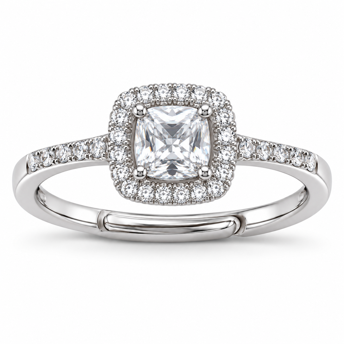 Verstelbare ring Royal Vierkant 8mm in 925 zilver