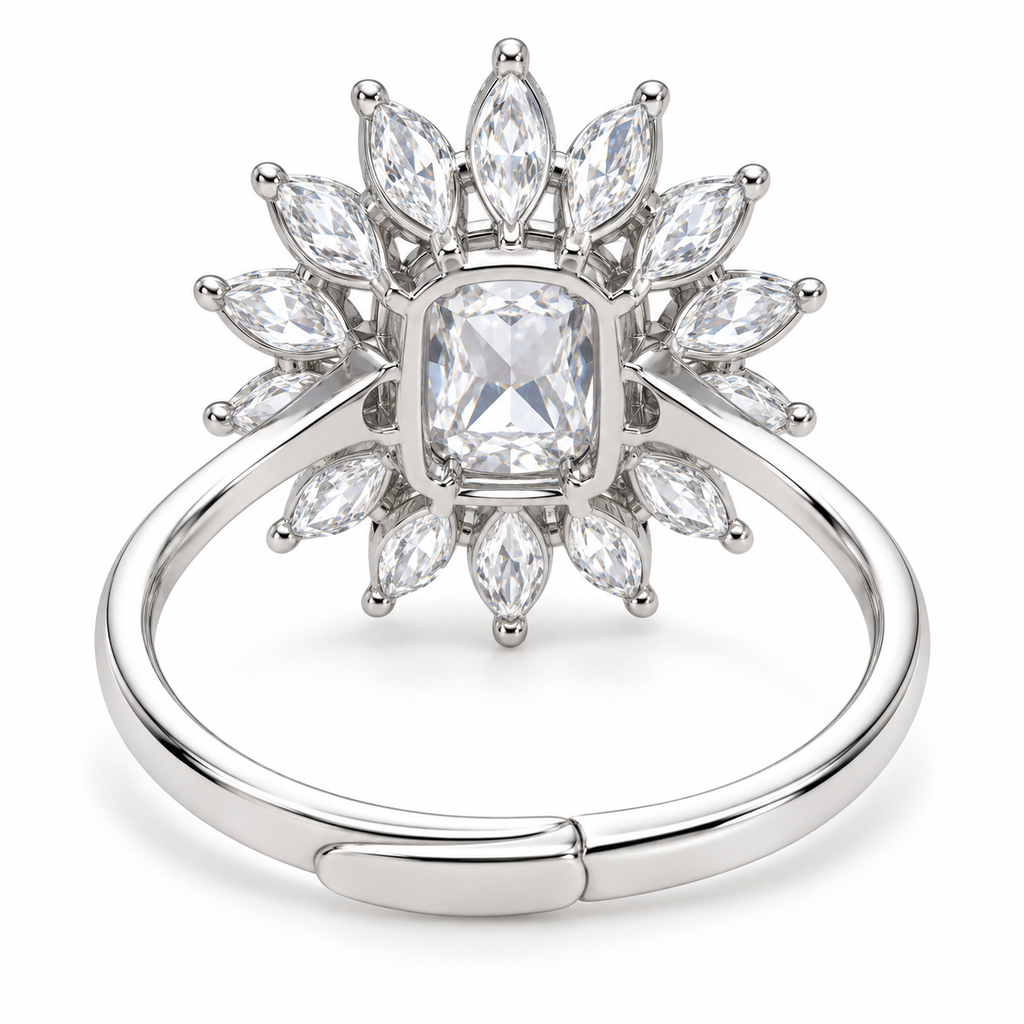 Verstelbare ring met hart van 925 zilver