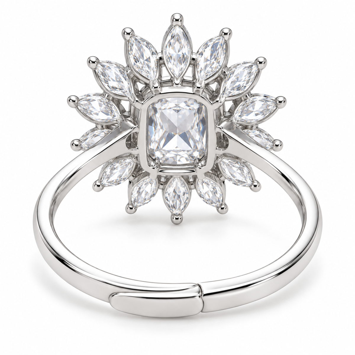 Verstelbare ring met hart van 925 zilver