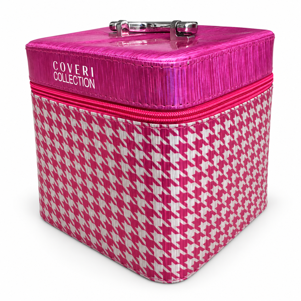 Set Regalo Donna Coveri con Sciarpone a Righe e Beauty Case Rigido Pied-de-Poule