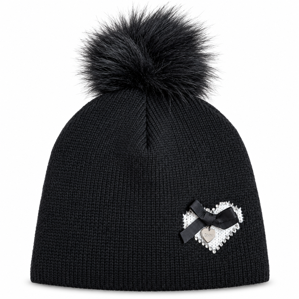 Set Regalo Donna Gianmarco Venturi con Sciarpa a Cuori e Cappello con Pompon