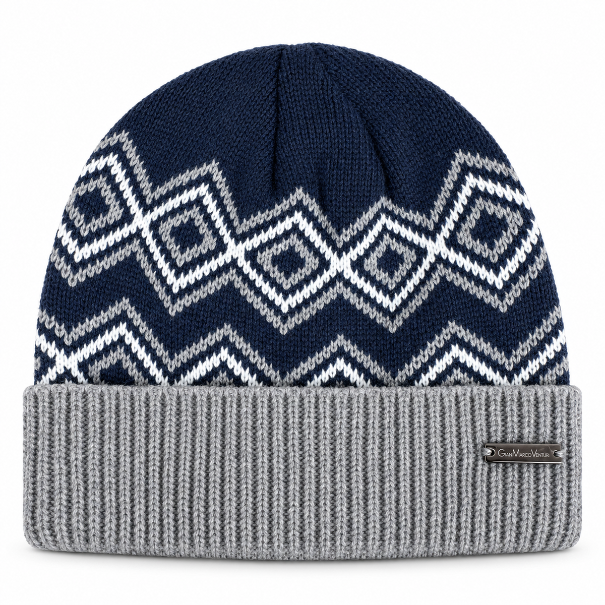 Set Uomo Gianmarco Venturi con Sciarpa e Cappello a Fantasia Geometrica