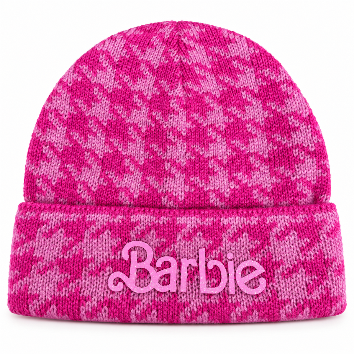 Set Barbie in Maglia Mélange con Cappello e Sciarpa a Logo Ripetuto