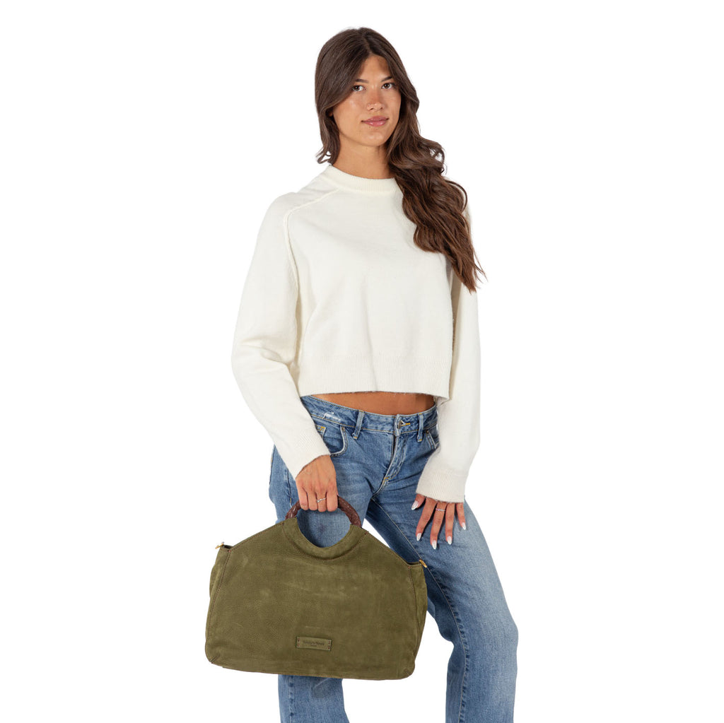 Borsa a mano in vera pelle nabuk Riva Pelletteria Veneta