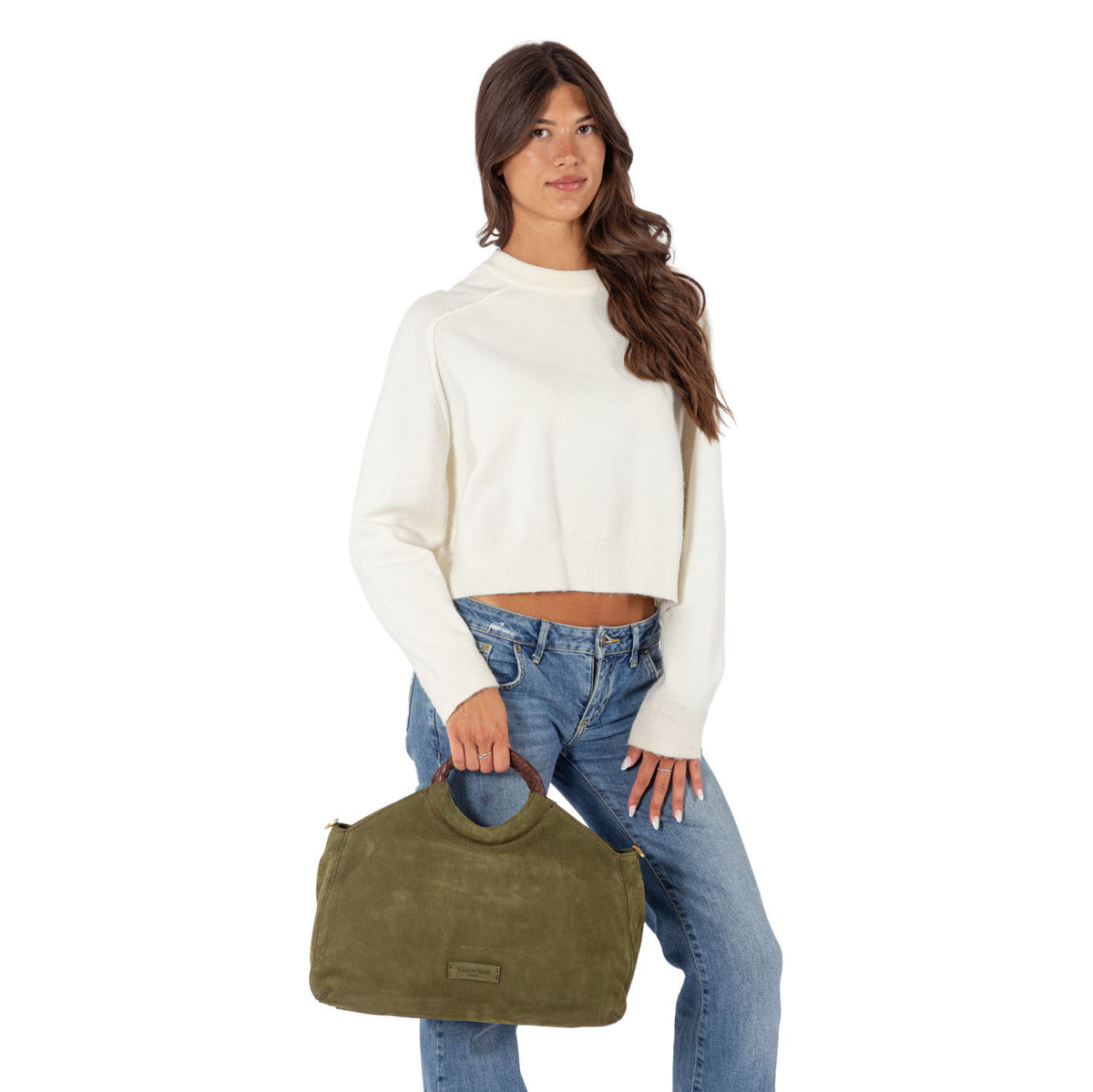 Borsa a mano in vera pelle nabuk Riva Pelletteria Veneta