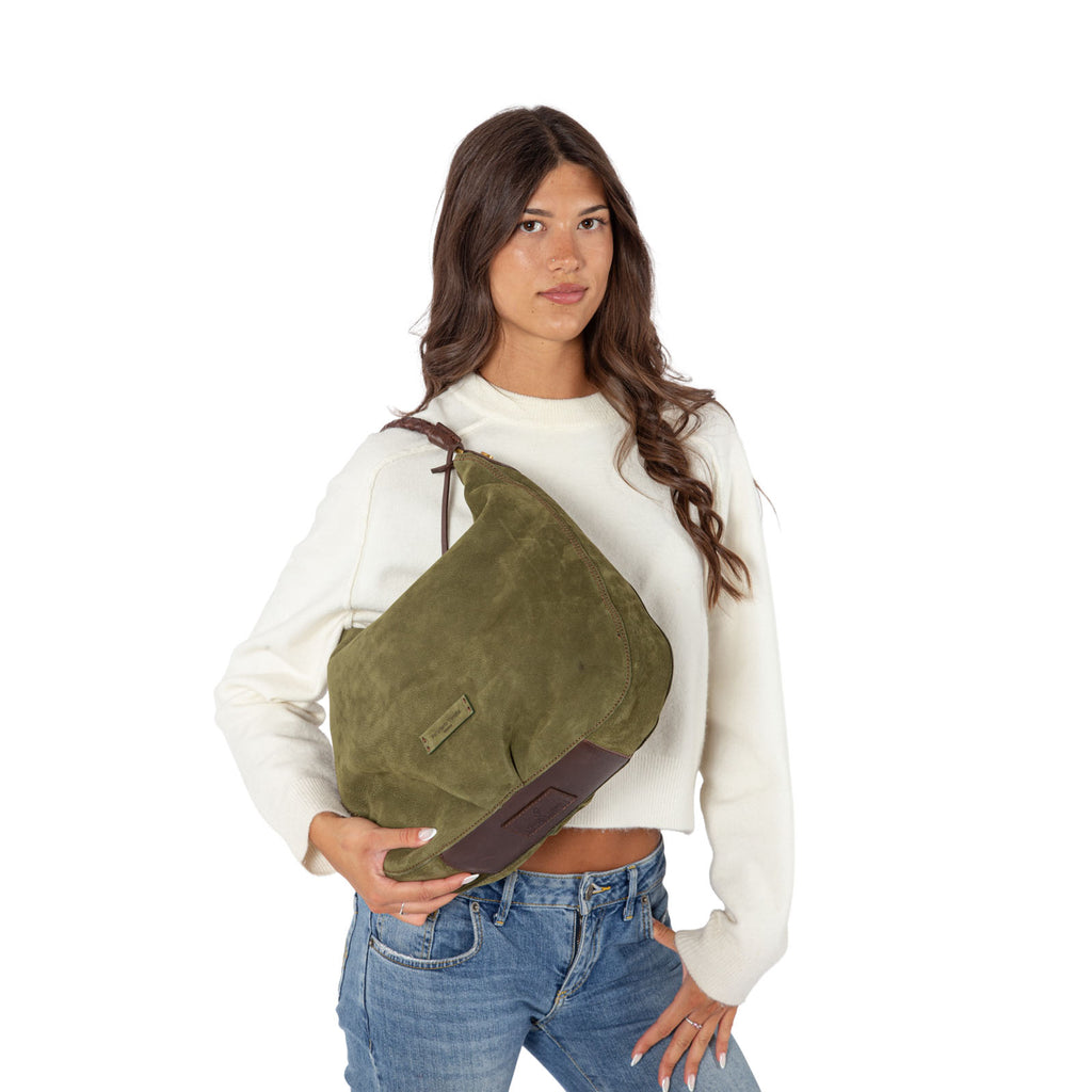 Hobo bag in vera pelle nabuk Riva Pelletteria Veneta