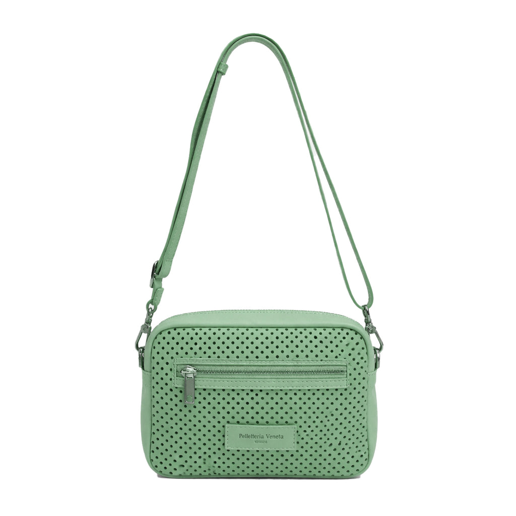 Borsa Tracolla piccola in pelle Nabuk forellata Pelletteria Veneta Forello in vera pelle
