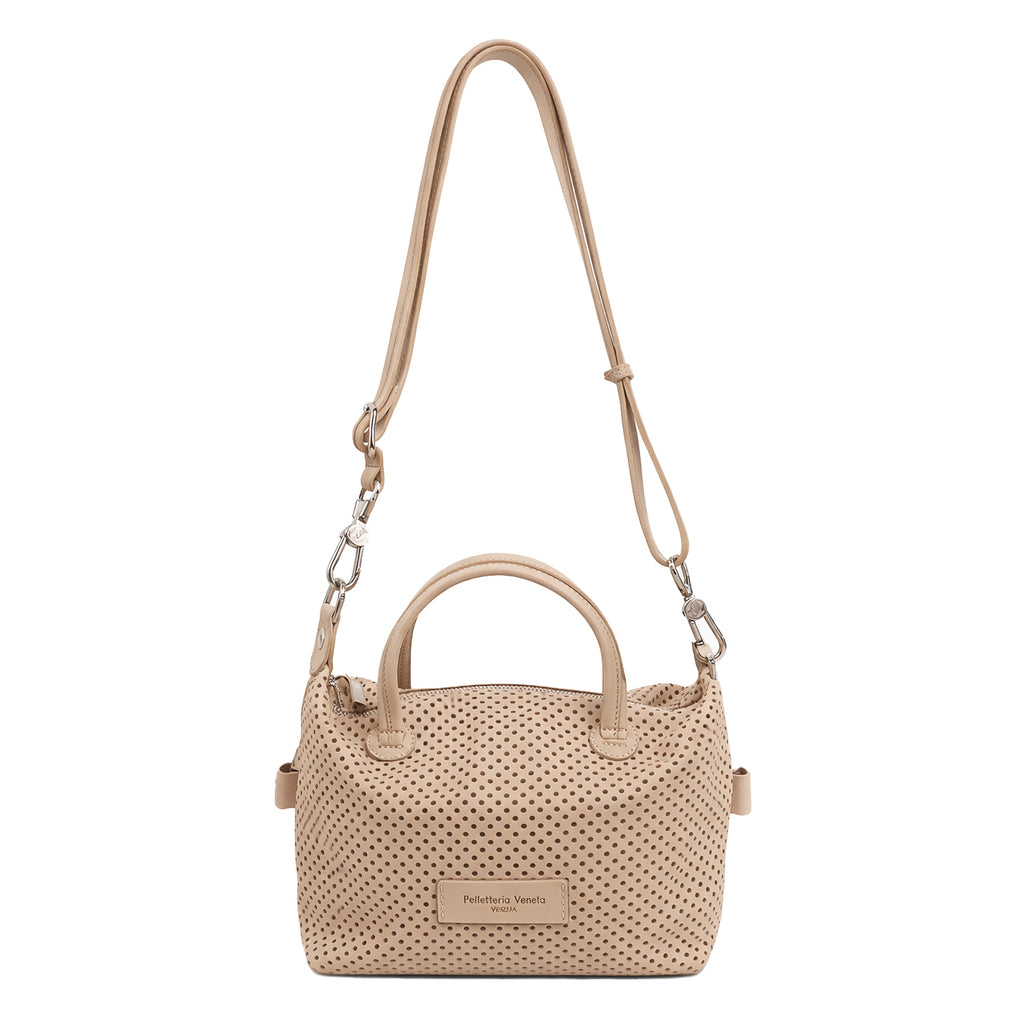 Borsa Bauletto medio in pelle Nabuk forellata Pelletteria Veneta Forello in vera pelle