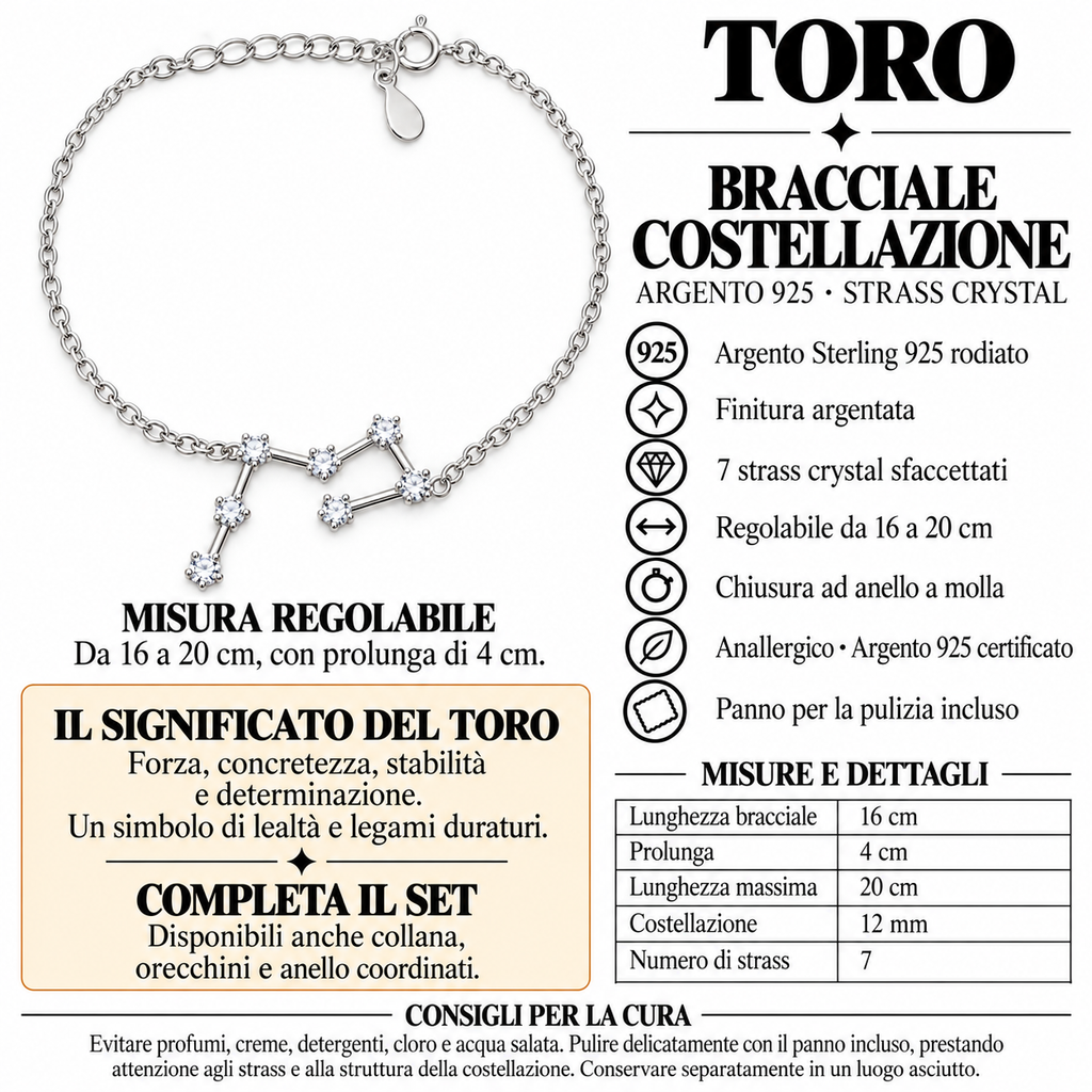 Bracciale Zodiaco Toro in Argento 925