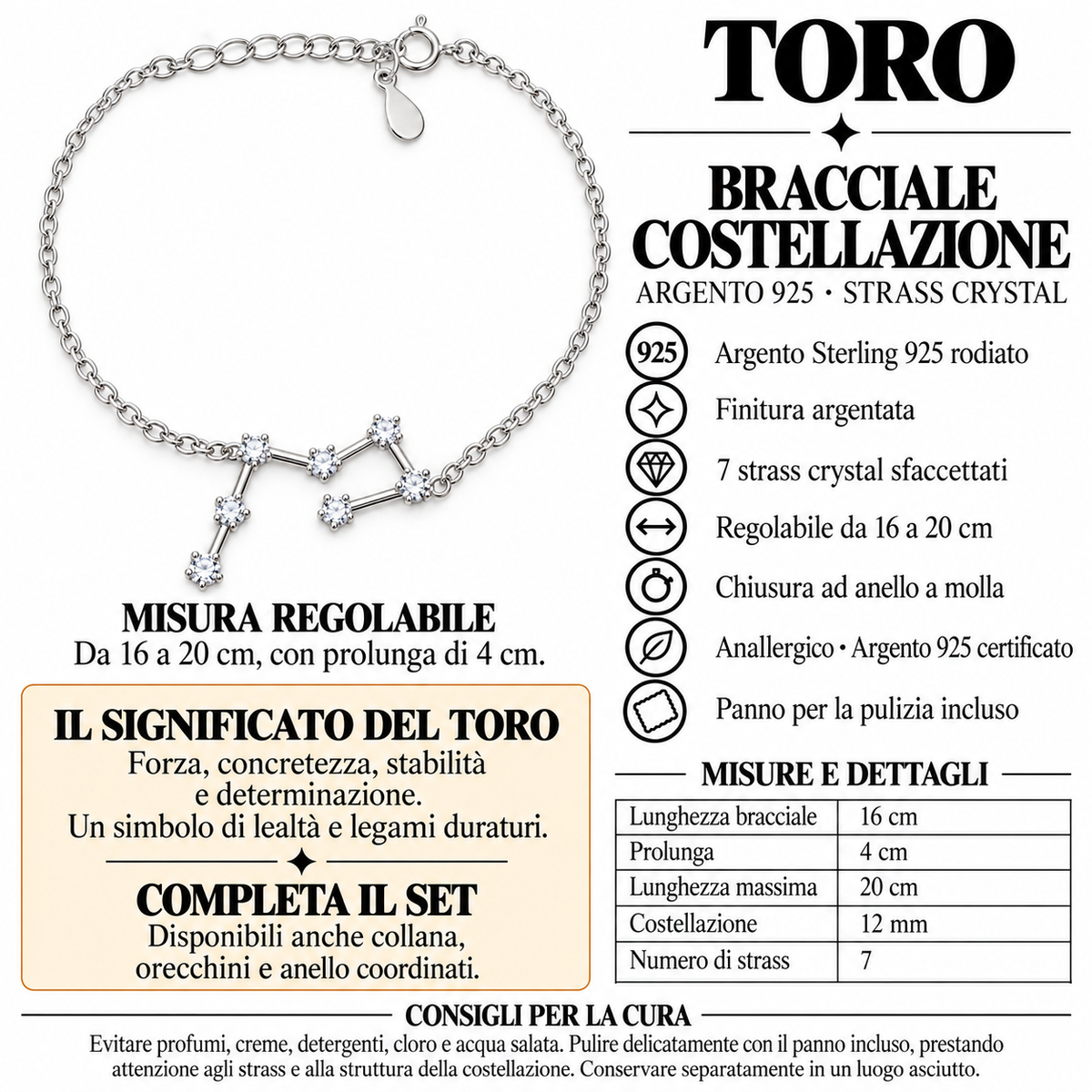Bracciale Zodiaco Toro in Argento 925