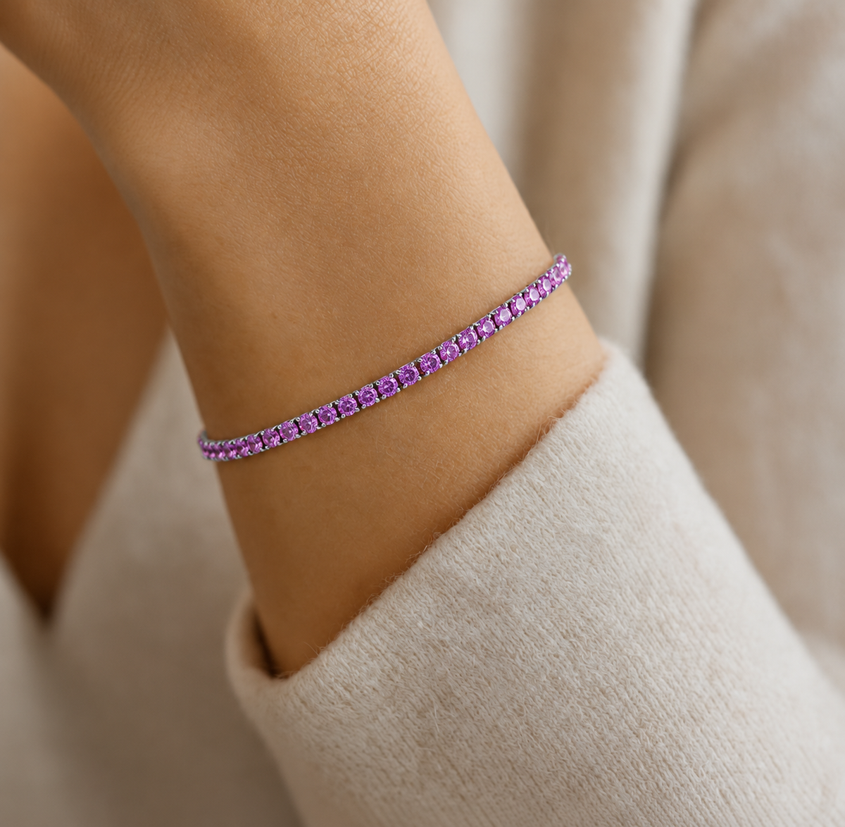 Bracciale Tennis Ametista in Argento 925 Rodiato
