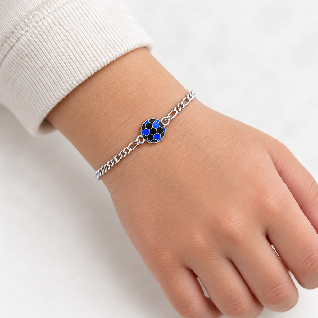 Bracciale per Bambini con Pallone da Calcio in Argento 925