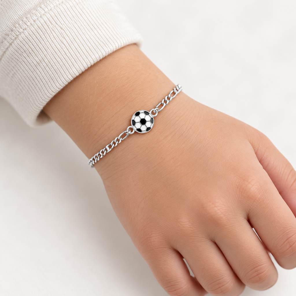 Bracciale per Bambini con Pallone da Calcio in Argento 925