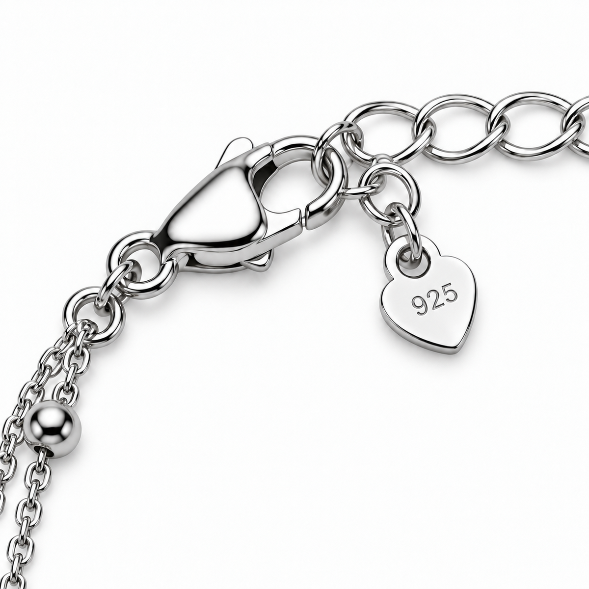 Bracelet double rang avec cœur rose en argent 925