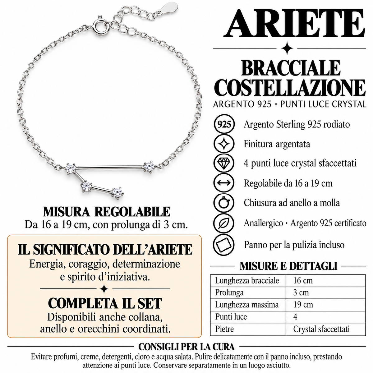 Bracciale Zodiaco Ariete in Argento 925