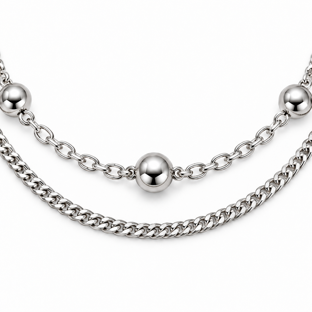 Bracelet double rang avec billes en argent 925
