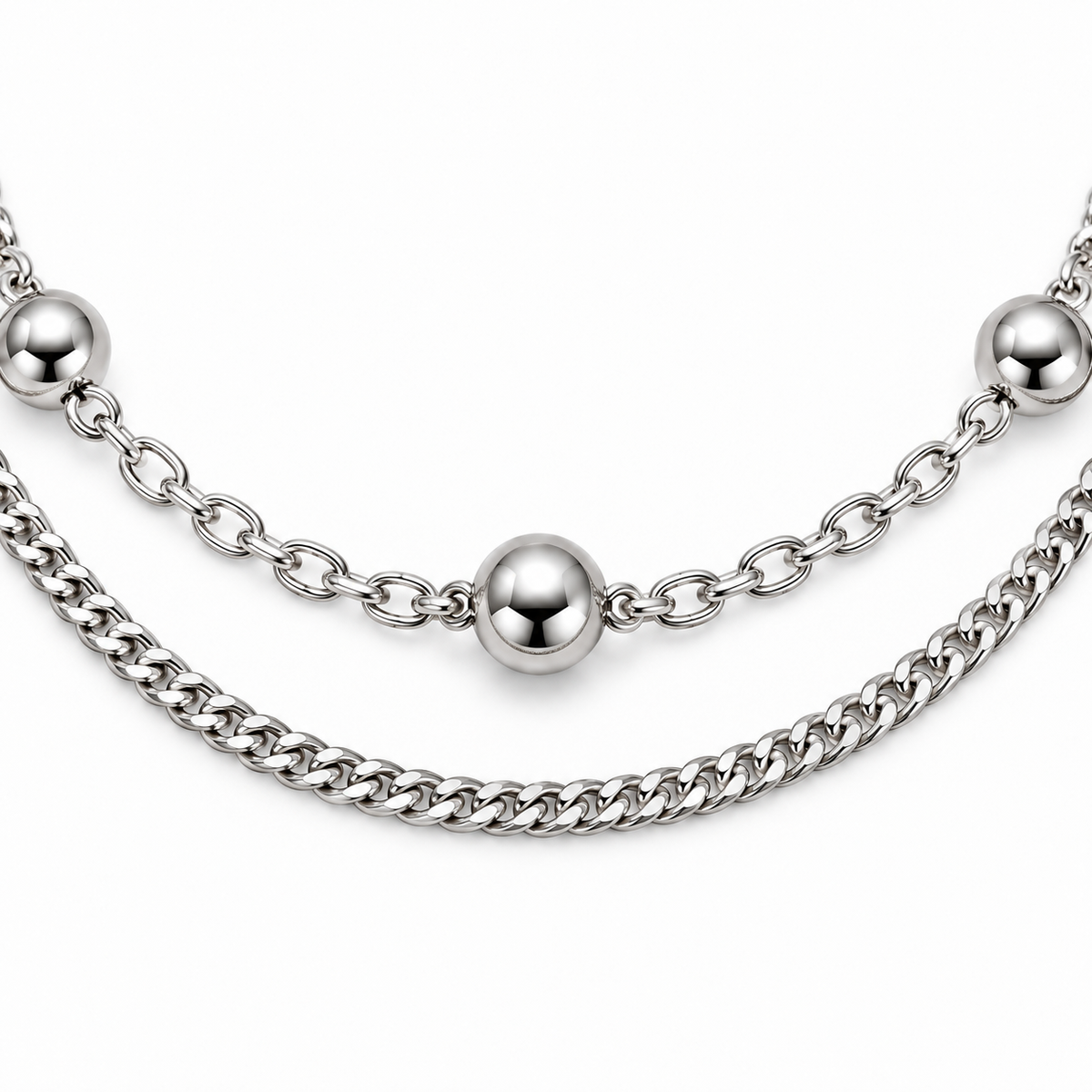 Bracelet double rang avec billes en argent 925