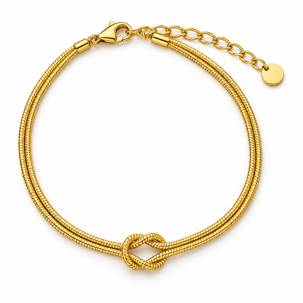 Bracciale Nodo Rigido doppio filo in Acciaio Inox