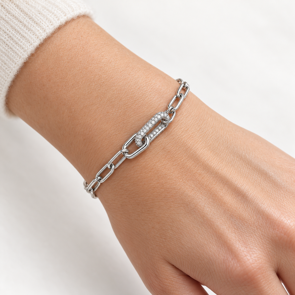 Bracelet à maillons avec tiges entrelacées en argent 925