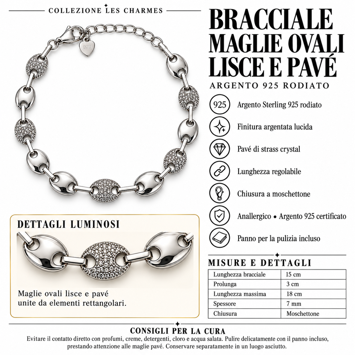 Bracciale con Linguette in Argento 925