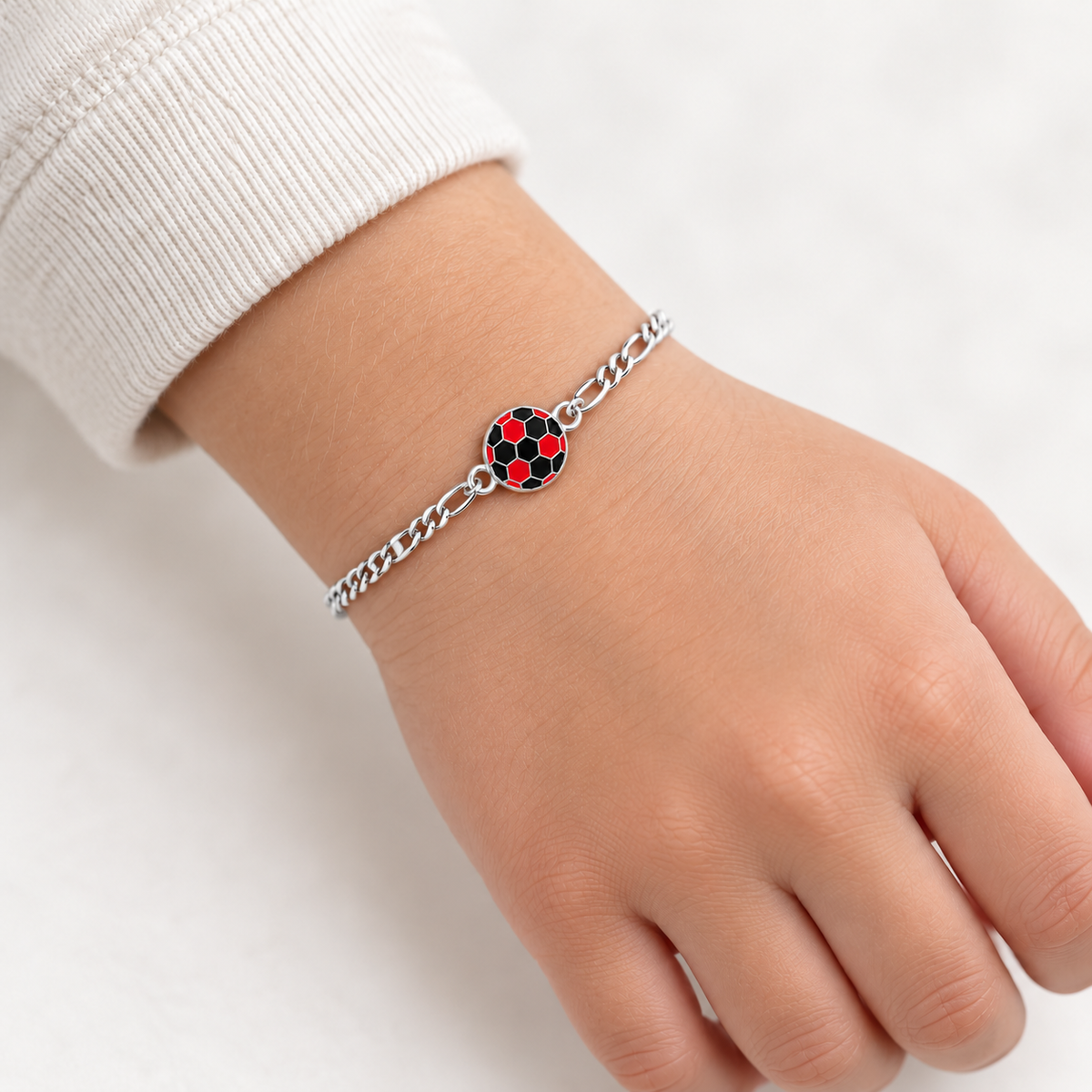 Bracciale per Bambini con Pallone da Calcio in Argento 925
