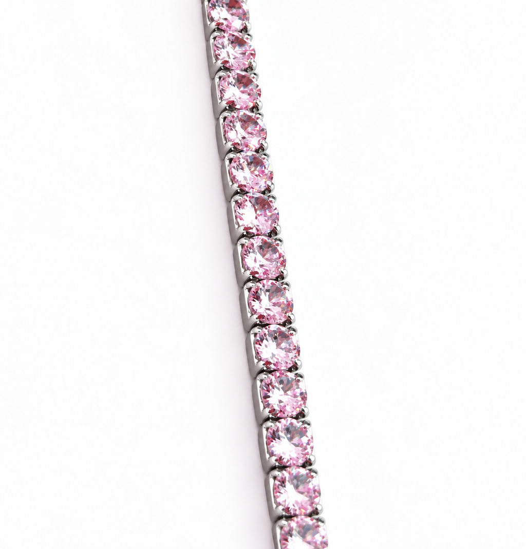 Bracelet Tennis Rose en Argent 925 Rhodié