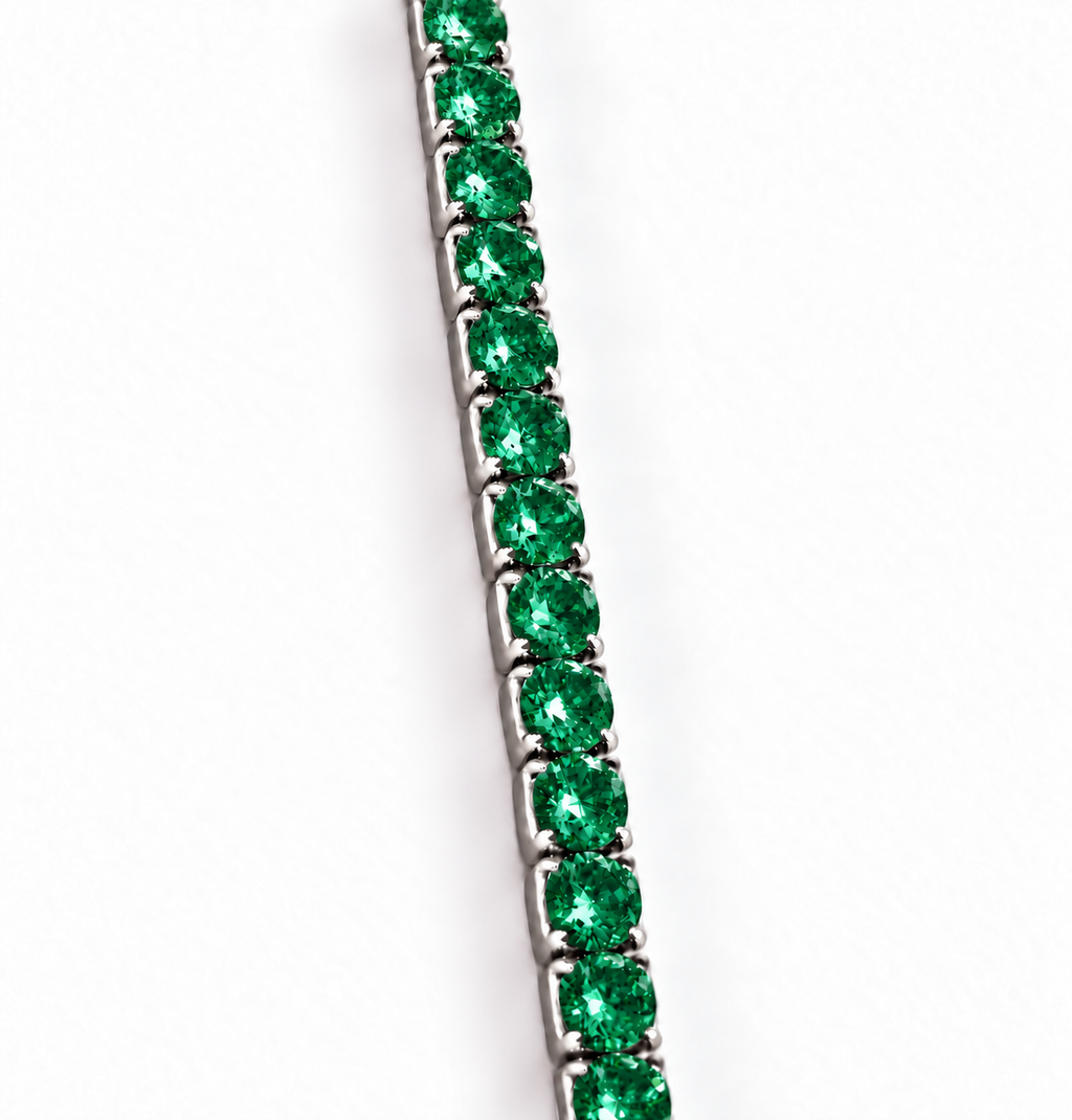 Bracciale Tennis Verde in Argento 925 Rodiato