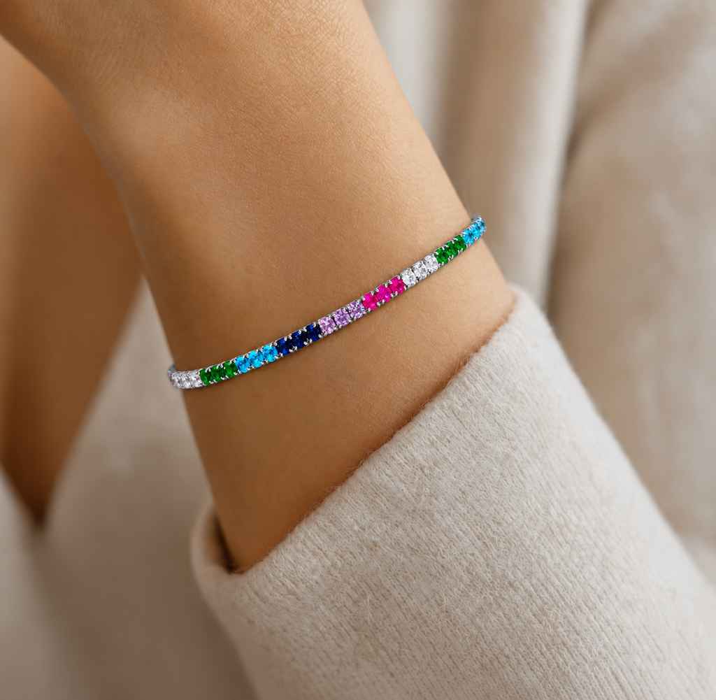 Bracciale Tennis Multicolor in Argento 925 Rodiato