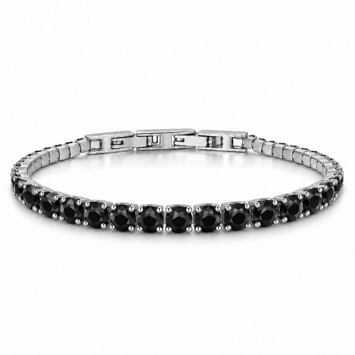 Bracciale Tennis 5mm in acciaio inox con chiusura a scatto unisex