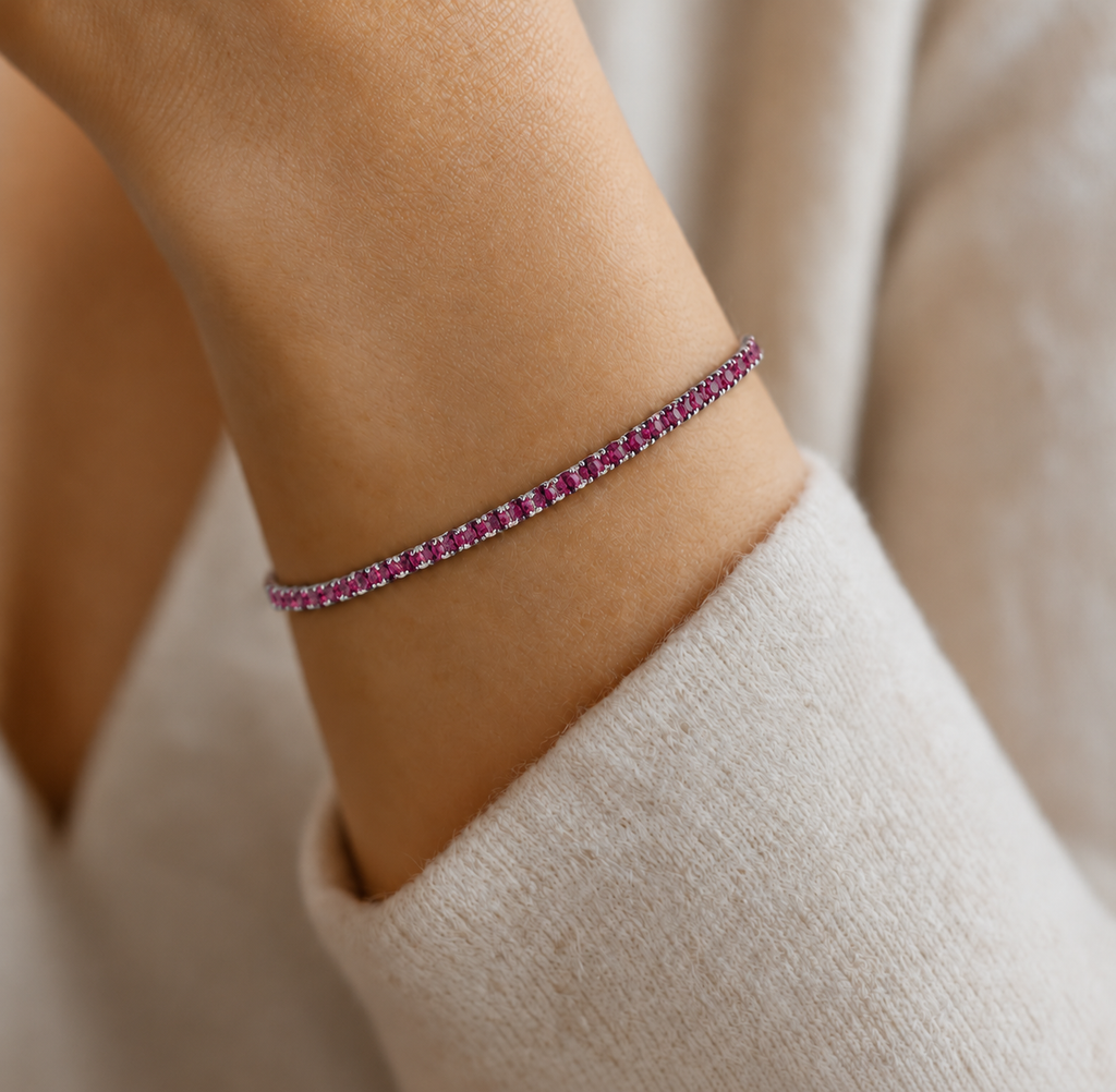 Bracciale Tennis Dark Rose in Argento 925 Rodiato