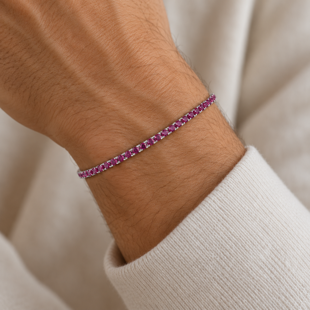 Bracciale Tennis Dark Rose in Argento 925 Rodiato