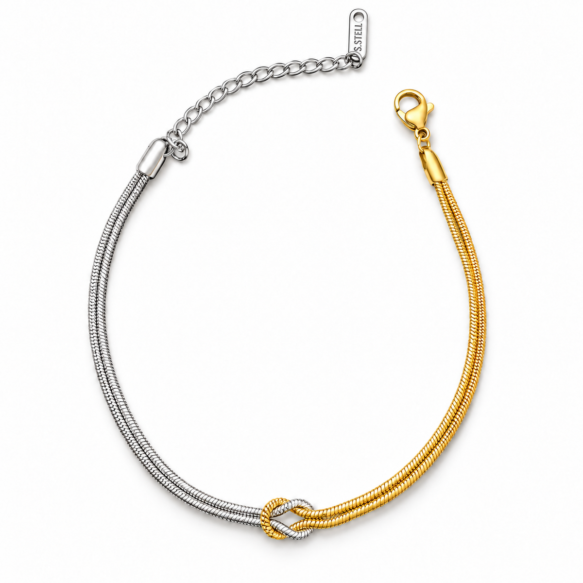 Bracciale Nodo Snake doppio filo in Acciaio Inox