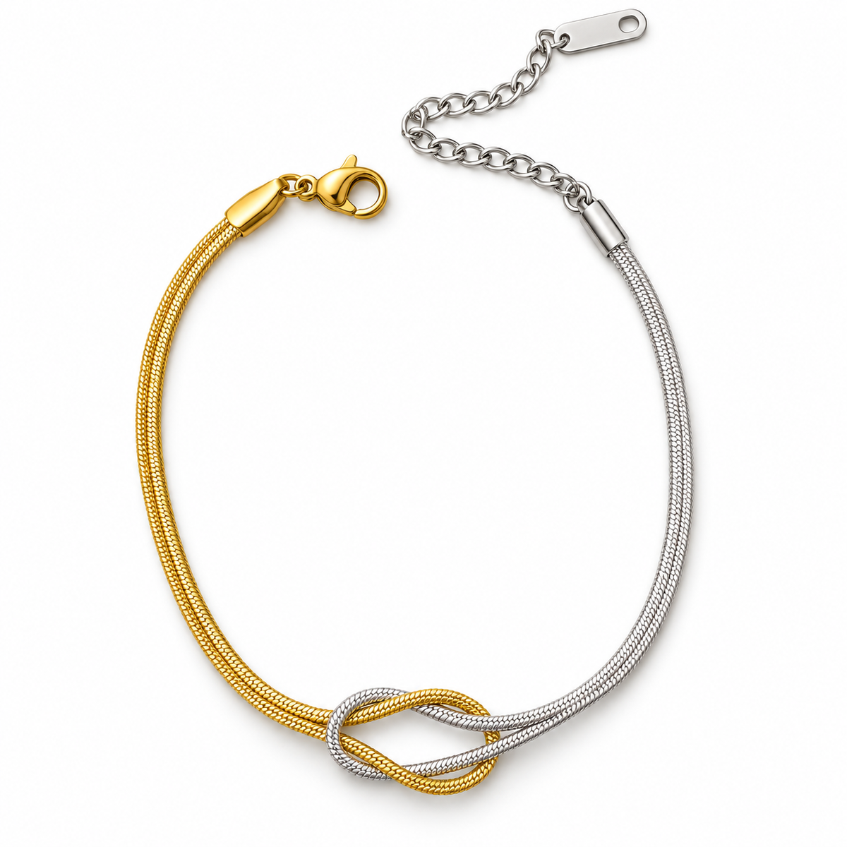 Bracciale Nodo Snake doppio filo in Acciaio Inox
