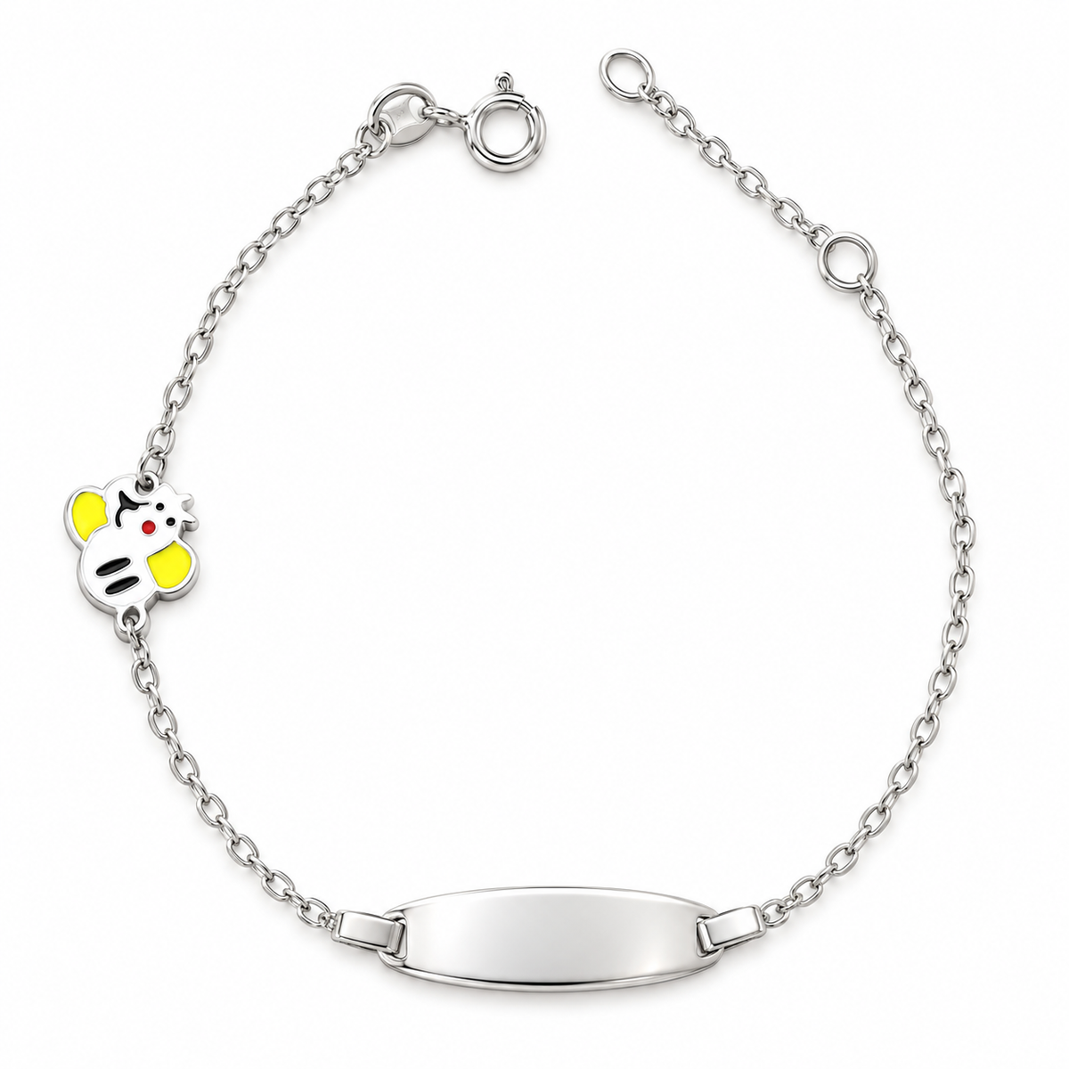 Bracelet pour Enfants avec Abeille et Plaque Gravable en Argent 925