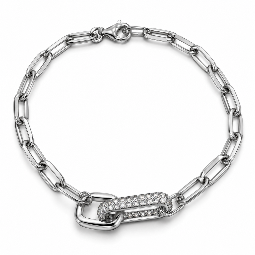 Bracelet à maillons avec tiges entrelacées en argent 925