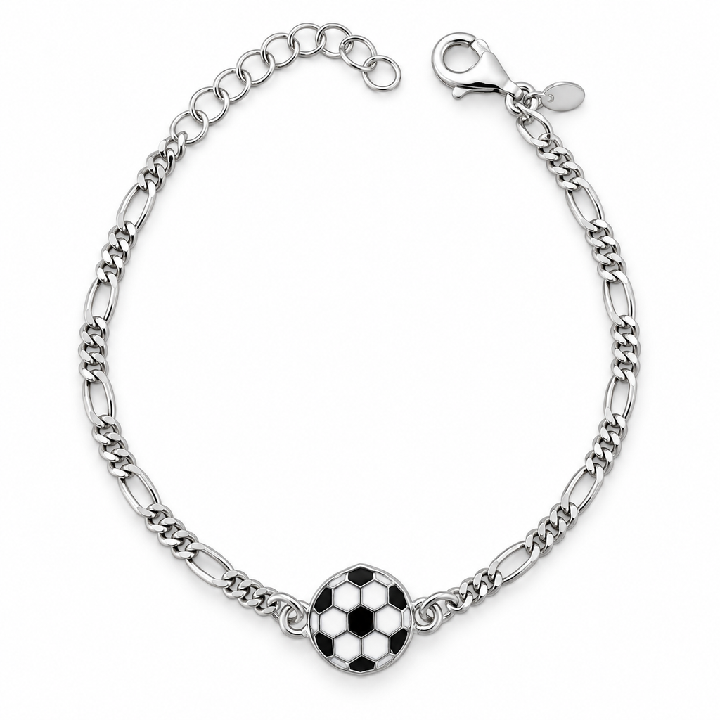 Bracciale per Bambini con Pallone da Calcio in Argento 925