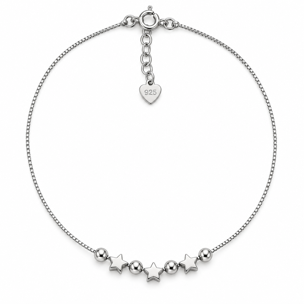 Bracelet avec étoiles et sphères ajourées en argent 925