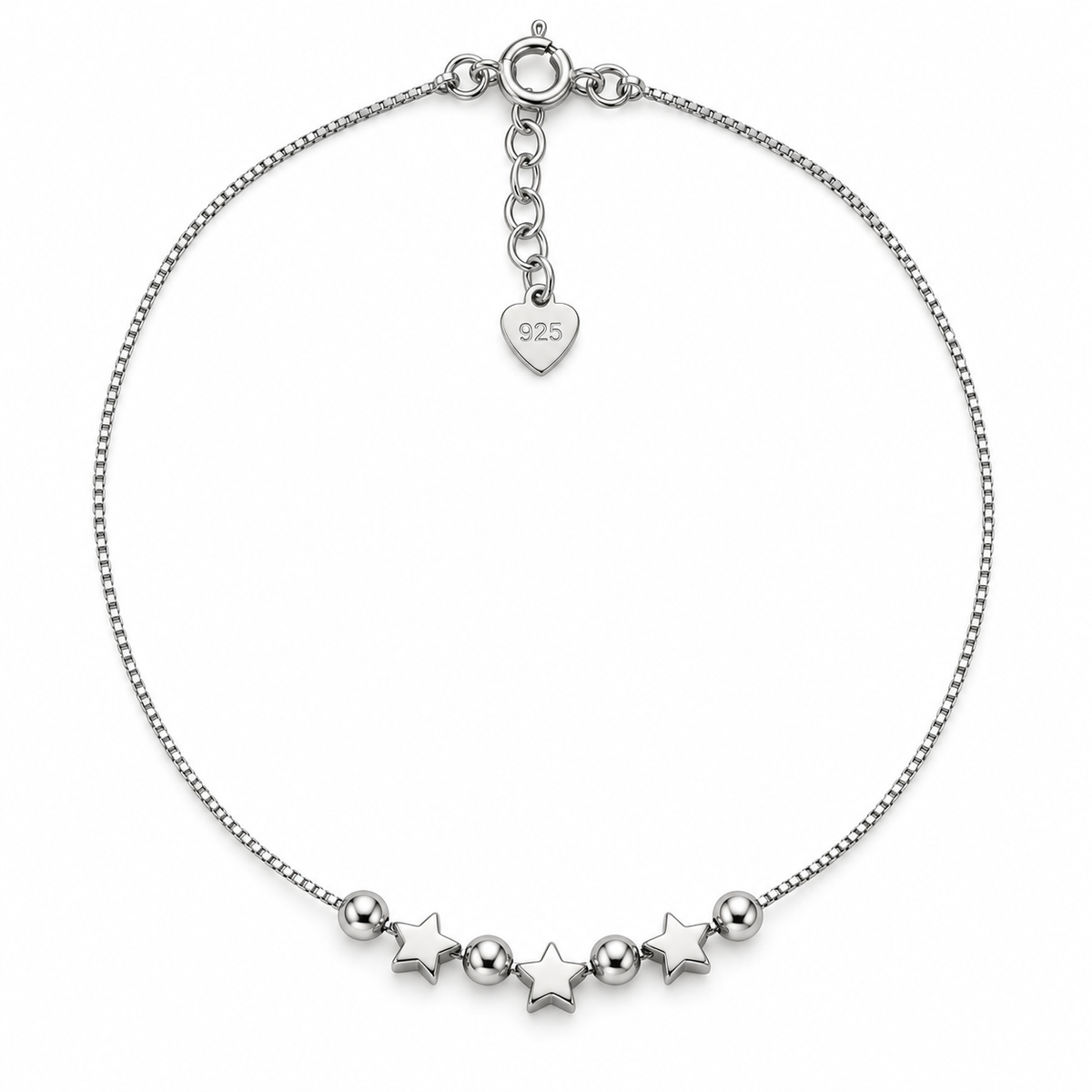 Bracelet avec étoiles et sphères ajourées en argent 925